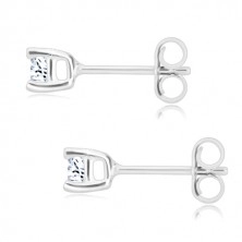 Earrings made of 925 silver, clear zircon with pin attachment