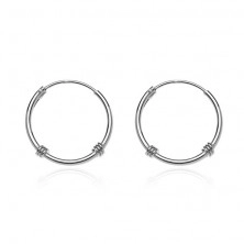Hoop earrings made of 925 silver - bright line, wrapped rope, 16 mm