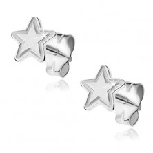 Silver stud earrings 925 - five-pointed star with engraving