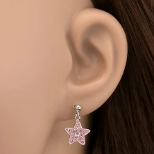 Earrings made of 925 silver - pendant pink star with zircons