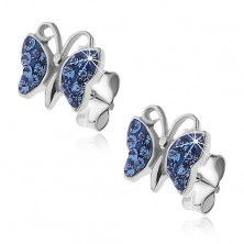 Earrings made of 925 silver - butterfly with blue zircon