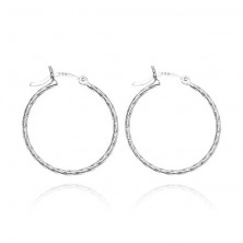 Silver hoop earrings 925 - serpentine line with cuts, 19 mm