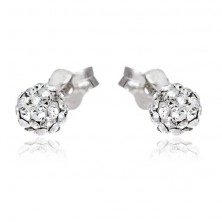 Silver earrings 925 - sparkling clear zircon ball, 4 mm