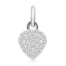 Pendant made of 925 silver - heart paved with zircons