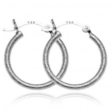 Earrings made of silver 925 - matt patterned circles, 20 mm