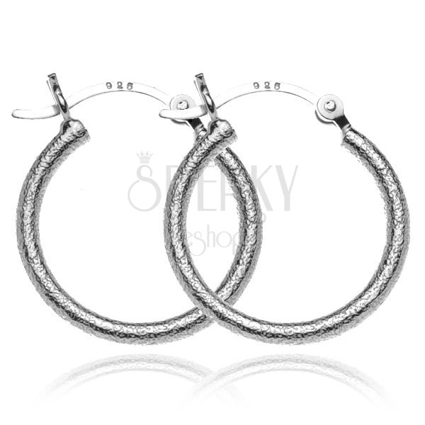 Earrings made of silver 925 - matt patterned circles, 20 mm