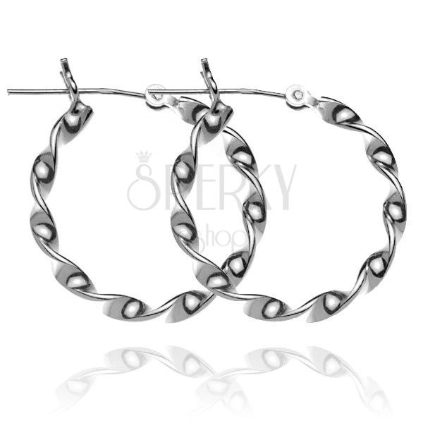 Silver earrings 925 - smooth twisting circles, 24 mm