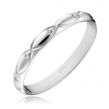 Silver wedding ring 925 - engraved ovals along circumference