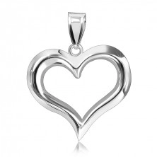 Silver pendant, 925 - shiny round line of heart