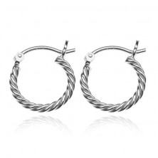 Earrings made of 925 silver - bright twisted wire strand, 14 mm