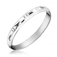 Silver wedding ring 925 - double vertical and horizontal cuts
