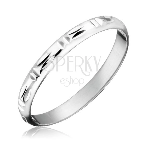 Silver wedding ring 925 - double vertical and horizontal cuts