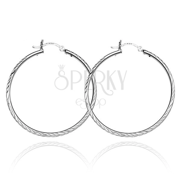 Earrings made of 925 silver - rings with two rows of spikelets, 25 mm