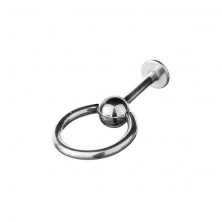 Steel labret - ball and hoop
