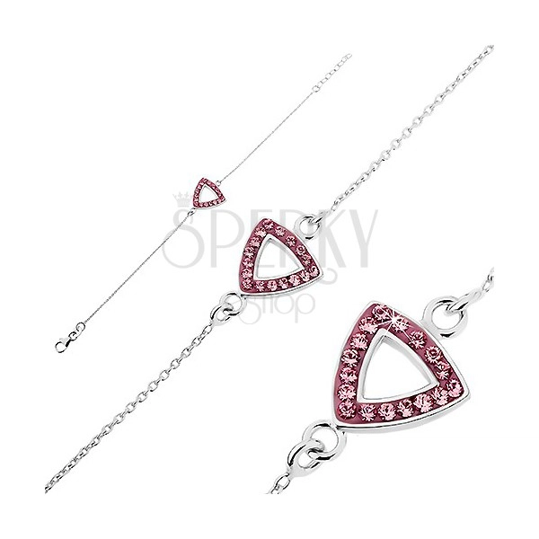 Silver wrist chainlet 925 - triangle with cut and zircons