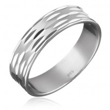 Ring made of 925 silver - three lines of grains along circumference