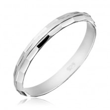 Wedding ring made of 925 silver - bright cut edges