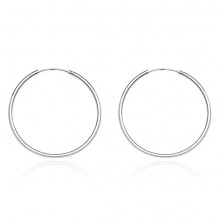 Round earrings made of 925 silver - thin and smooth design, 20 mm