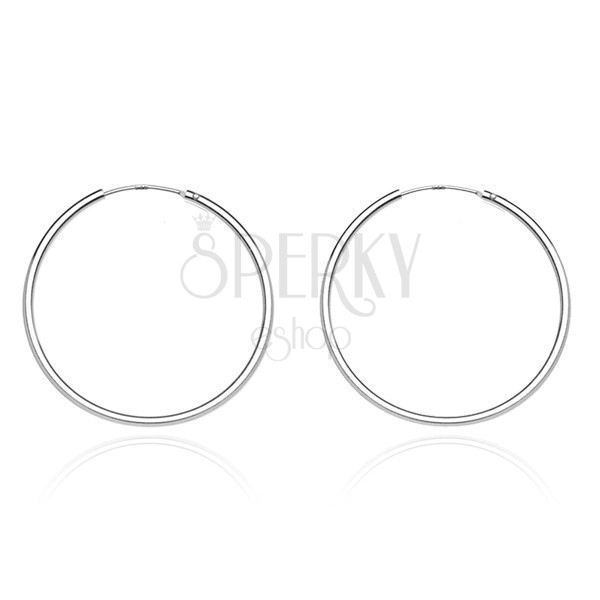 Round earrings made of 925 silver - thin and smooth design, 20 mm