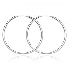 Silver earrings, 925 - thin smooth circles, 30 mm