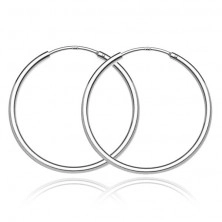 Silver circular earrings 925 - shiny simple design, 30 mm