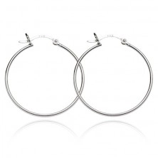 Round silver earrings 925 - shiny narrow profile, 25 mm