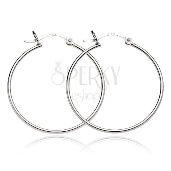 Earrings made of 925 silver - smooth circles with hinged snap closure