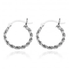 Silver earrings 925 - circles, thick twisted chain, 18 mm