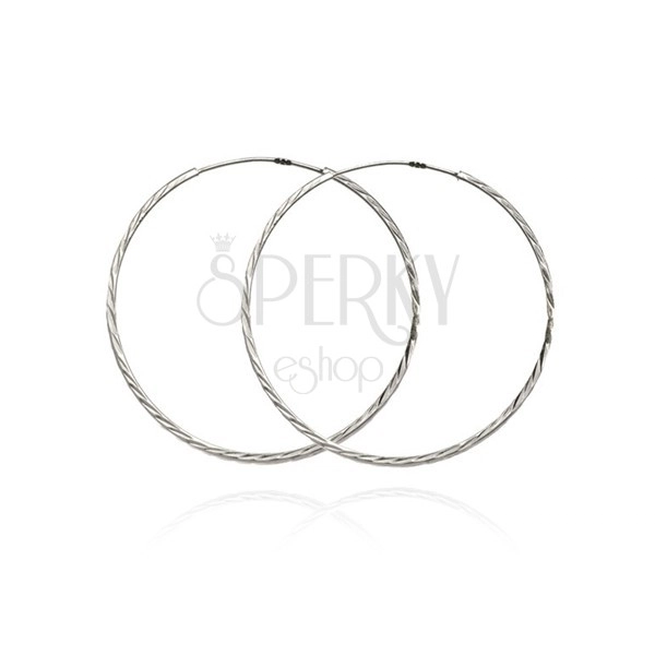 Earrings made of 925 silver - sparkling narrow circles, 30 mm