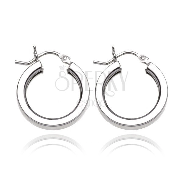 Silver earrings 925 - thick circles with edges, 18 mm