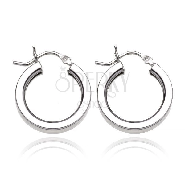 Round earrings made of 925 silver - thick lines with edges, 20 mm