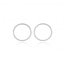 Silver earrings 925 - thin smooth circles, 10 mm