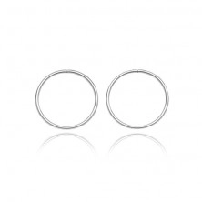 Earrings made of 925 silver - shiny narrow circles, 14 mm