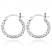 Silver earrings 925 - edged line of twisted rope, 18 mm