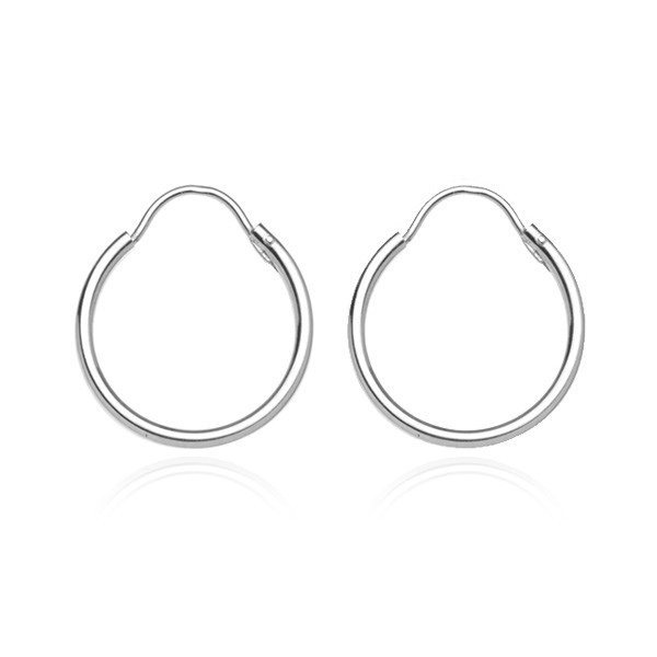 Round silver earrings 925 - shiny simple design, 16 mm