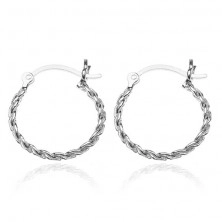 Earrings made of 925 silver - twisted eyelets of chain, 18 mm