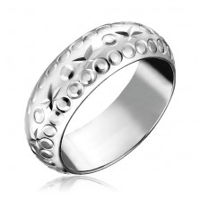 Silver ring 925 - engraved stars and circles