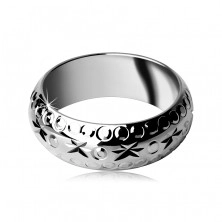 Silver ring 925 - engraved stars and circles