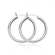 Silver earrings 925 - shiny thick circles, 25 mm