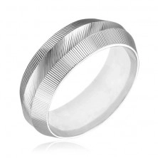 Ring made of 925 silver - narrowed, knurled surface