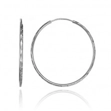 Silver earrings 925 - circles with oval cuts, 36 mm