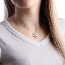 Necklace made of 925 silver - tripple braided heart with zircons