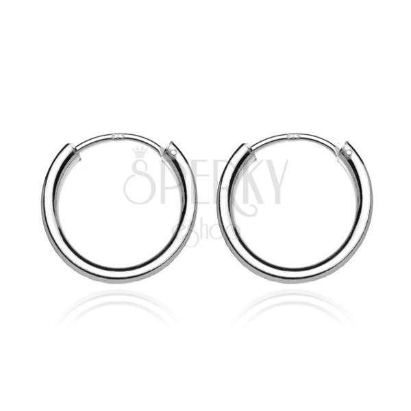 Silver earrings 925 - smooth thicker circles, 16 mm