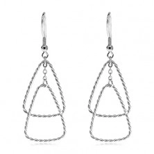 Earrings made of 316L steel - two twisted triangles, hooks