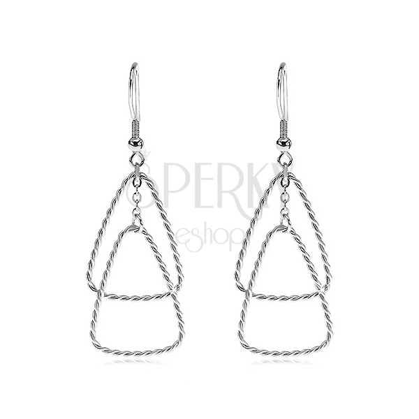 Earrings made of 316L steel - two twisted triangles, hooks