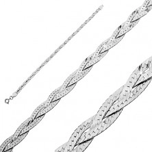 Silver bracelet 925 - flat braided chainlets