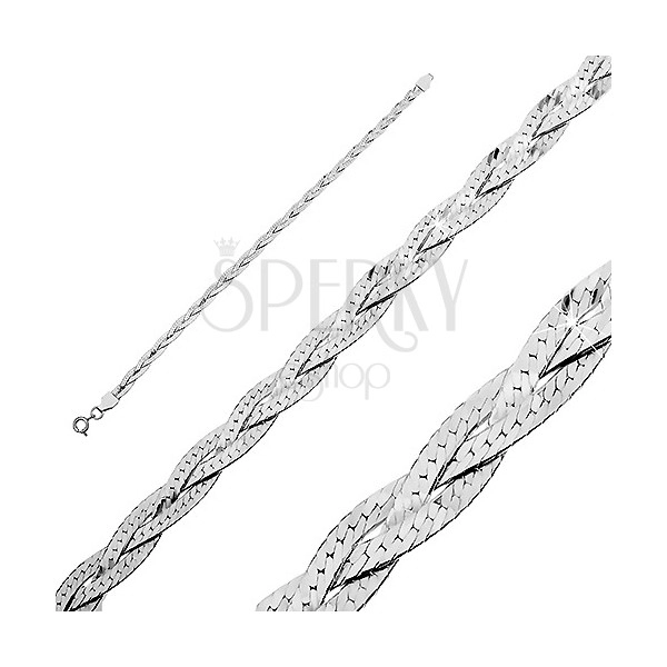 Silver bracelet 925 - flat braided chainlets