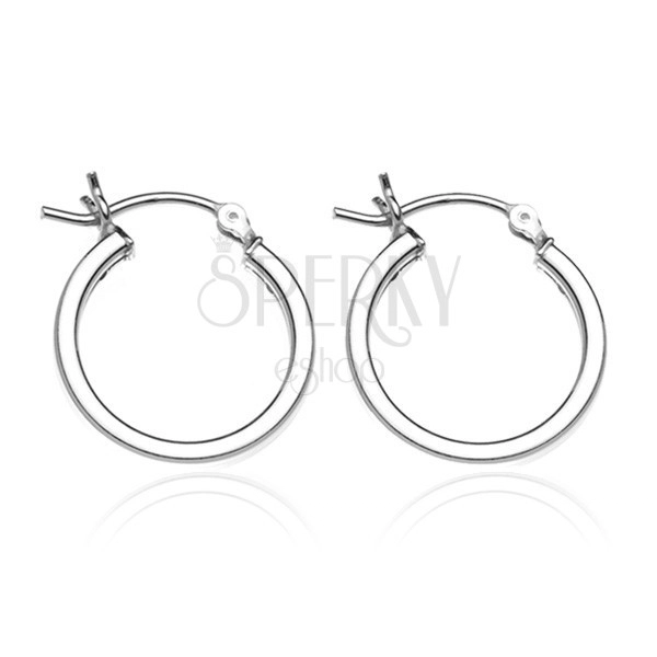 Earrings made of 925 silver - thicker circles with edges, 12 mm