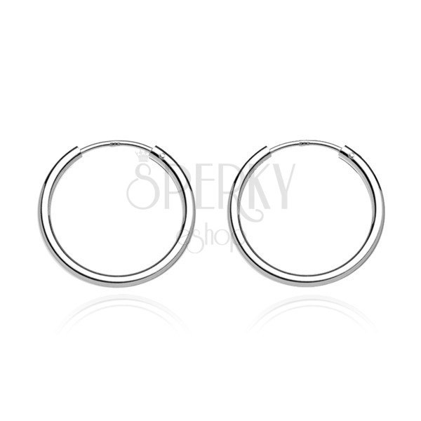 Round earrings made of 925 silver - shiny thicker circles, 12 mm