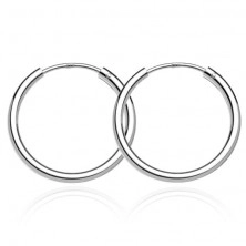 Silver earrings 925 - smooth shiny circles, 22 mm